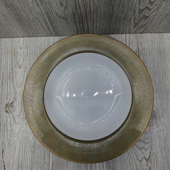 Set Of 4 Sango China Versailles Rim Soup Bowls 8 1/2" Japan #3632 Green Gold - Picture 3 of 7